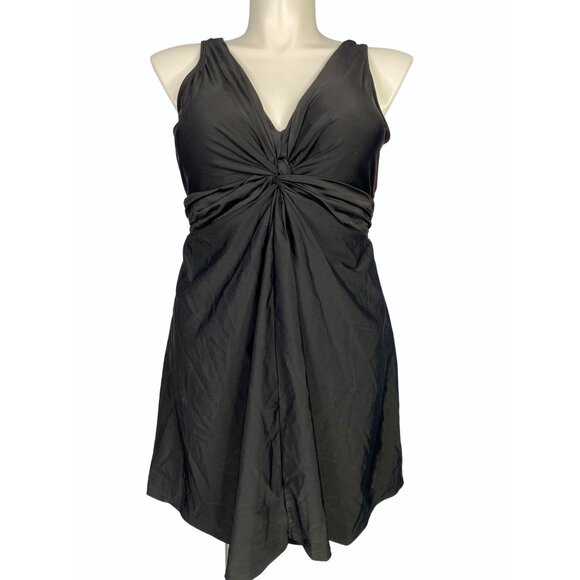 Shapermint Womens 4XL Essentials Knot-Front Swim Dress Black New - Picture 1 of 6
